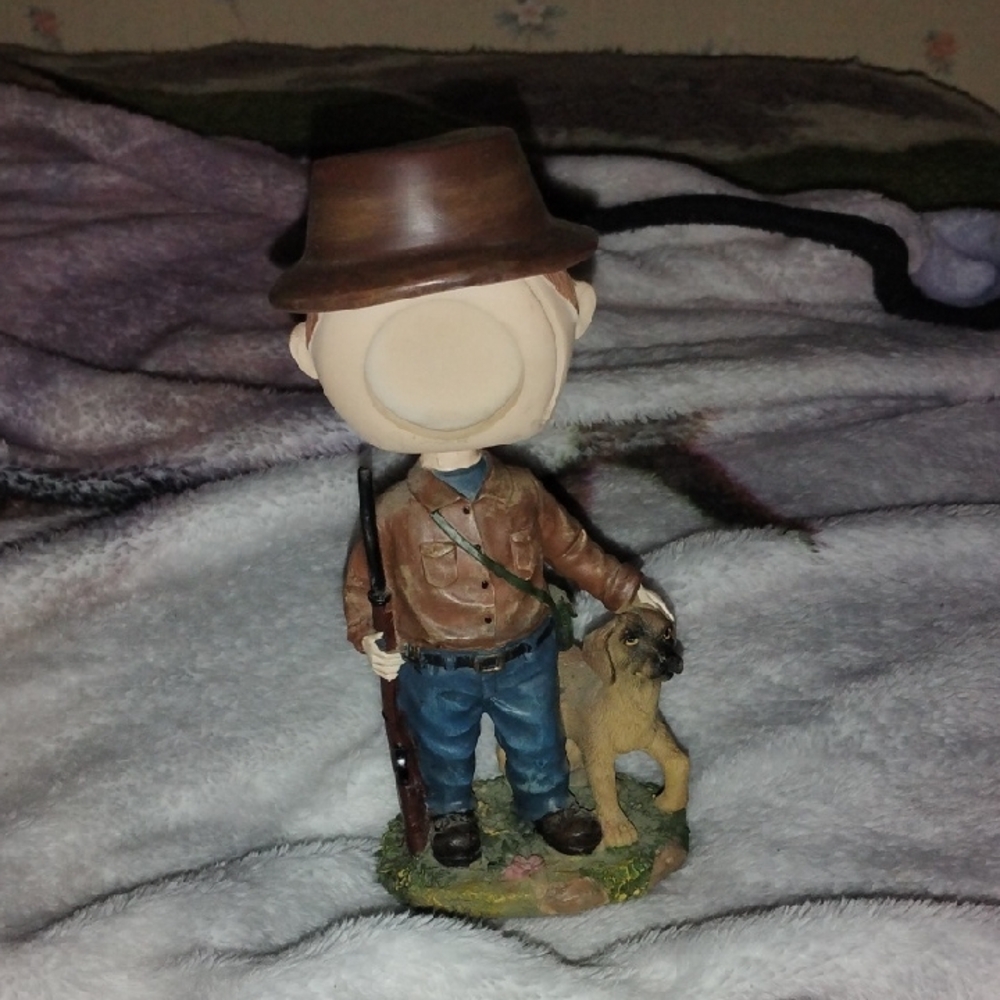 Hunter Figurine with Dog Bobblehead Put Your Own Picture In Booblehead